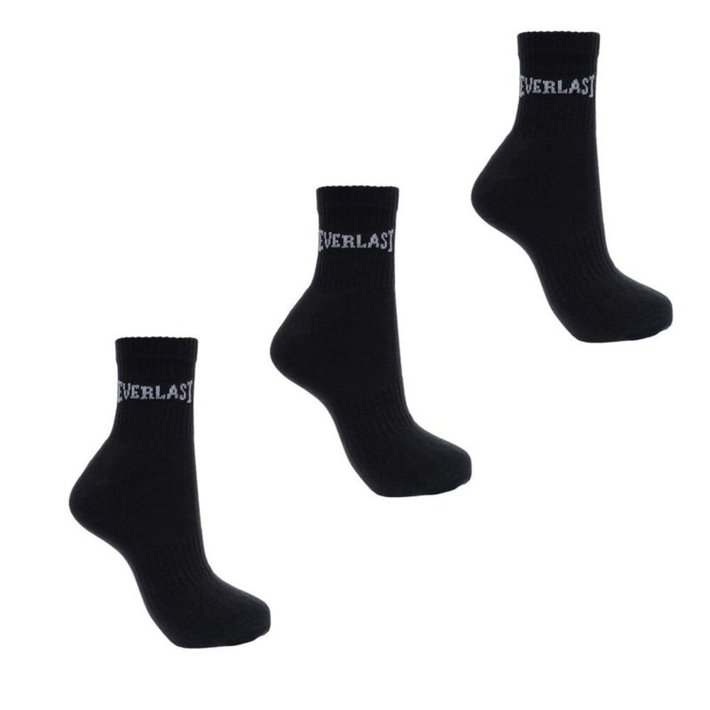 Everlast Mens Logo Quarter Socks (Pack of 3) / Black